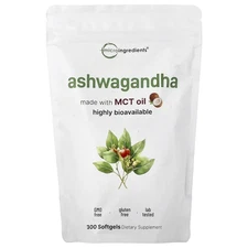 Ashwagandha Supplements | 300 Coconut MCT Oil Softgels with Black Pepper for... 