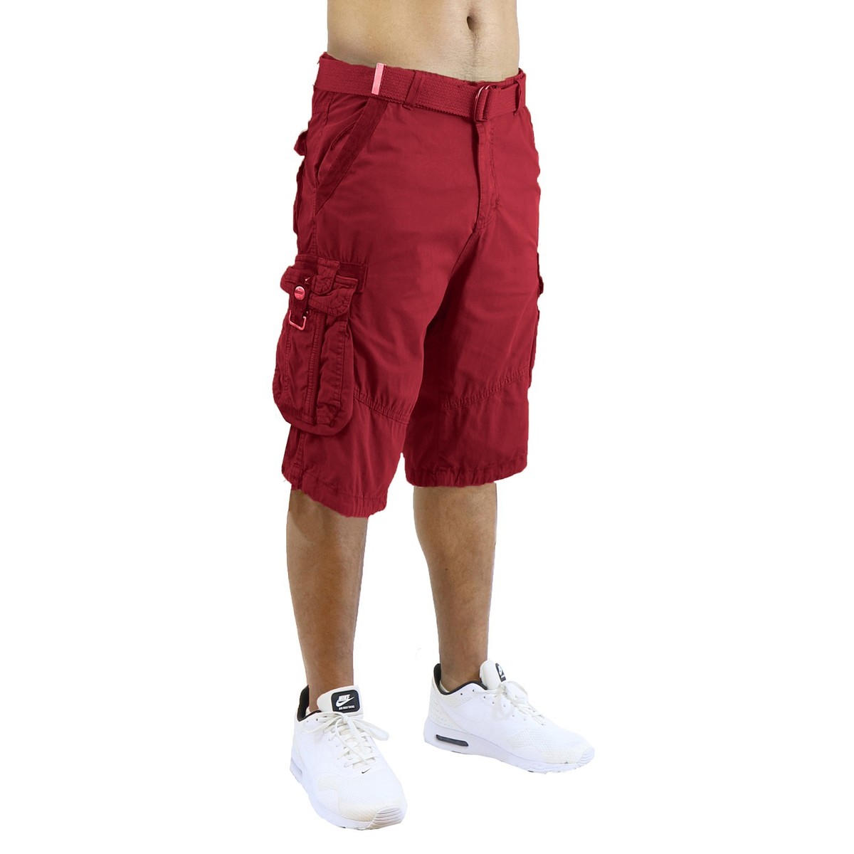 Men's Belted Classic-Fit Cargo Distressed Shorts Multi