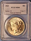 1923 Peace Dollar - Graded PCGS MS64