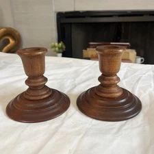 Vintage Wood Candlestick Holders