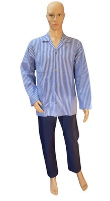 Buttoned Pajamas for Men MOD. Pure Cotton Satin Striped Cardigan art. Carlo