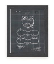 Baseball Patent Drawing Rustic Wood Wall Sign