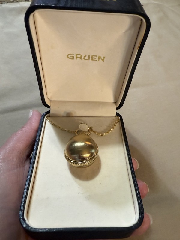 Vintage Gruen Orb Women's Watch Necklace- Original Tags and Box