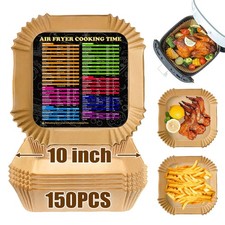 ZOWVAAM 10" Square Air Fryer Liners 150PCS Disposable Wood Color Parchment