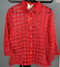 NWT Coldwater Creek Women  s Linen Red Sheer Light Jacket Size Petite Medium