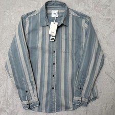 Katin Midweight Vertical Stripes Button Up Blue M New with tags surf flannel