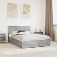 Bettrahmen Mit Kopfteil Beton Grau 140 X 190 Cm Holzwerkstoff