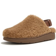 FITFLOP Gen-FF Shearling Back-Strap Terracotta Tan Mules A9O-E48