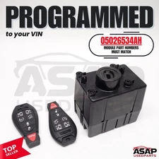 ⚡ VIN PROGRAMMED WIRELESS IGNITION NODE RECEIVER & KEYS CHRYSLER JEEP 05026534AH