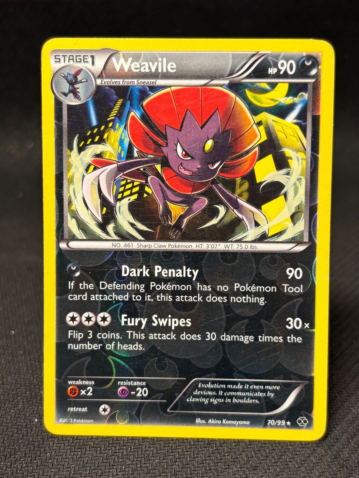 Weavile 70/99 Rare Next Destinies Pokemon Reverse Holo Near Mint