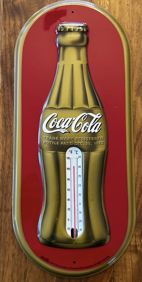Vintage Coca-Cola Bottle Thermometer Sign Red & Gold | eBay
