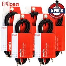 5-PACK Hosa CPR-202 Dual 1/4" to Dual RCA Stereo Interconnect 2M Black/Red