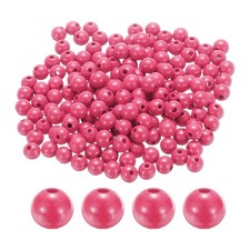 300pcs 12mm Rose Pink Round Wood Beads 3.3mm Large Hole for Jewelry Making