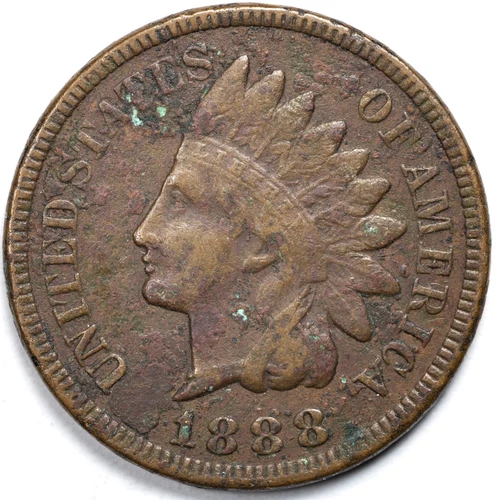 1888 Indian Head Penny Cent Extremely Fine (XF) Environmental Damage