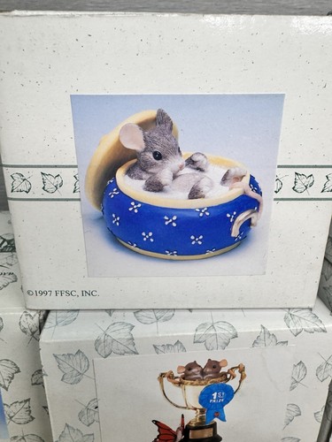 Lot Of 12 Charming Tails Fitz & Floyd Mouse Bunny Figurines Special Edition Set - Picture 5 of 13