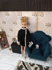 Vintage Barbie / Francie Clone Outfit - Mod Dress,  Laced Boots, Silver Clutch +