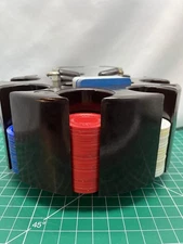 Vintage Bakelite Poker Chip Rotating Carousel With Chips And Cards, Brown