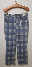 Judy Blue Straight Fit Jeans Womens Size 13/31 Plaid Blue High Rise Stretch