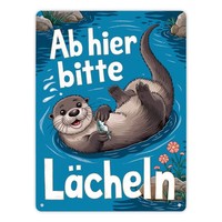 Lachender Otter - Bitte LäCheln Metallschild XL In 21X28 Cm