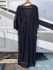 Black Whimsigoth Maxi Dress Size 24 3X Lace Vampy Grunge Witchy Dark Elegance