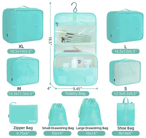 Packing Cubes 9 Set,Travel Packing Organizers with Large Toiletries Bag,Clothes - Picture 3 of 7
