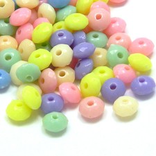 Lot of 100 Little Assorted 6mm Faceted Round Rondelle Plastic Acrylic Disc Beads