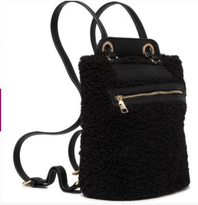 NEW with Tags - Black & Gold Steve Madden Bviolet Faux Sherling Backpack Bag - M