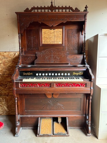 Antique Oak Pump Organ – original finish – Story and Clark