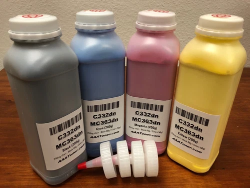 (Total 800g) BULK 4 Color Toner Refill for OKI C332dn, MC363dn  - NO Chips  !!