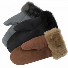 Thick Men's Mittens Bob made of Genuine Lambskin Real Leather Merino Sheepskin