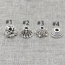Sterling Silver Bead Caps Spacers for Bracelet Bulk Flower Bead Cone Caps