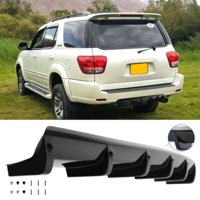 Glossy Car Rear Bumper Diffuser Lip Spoiler Splitter  6 Fins