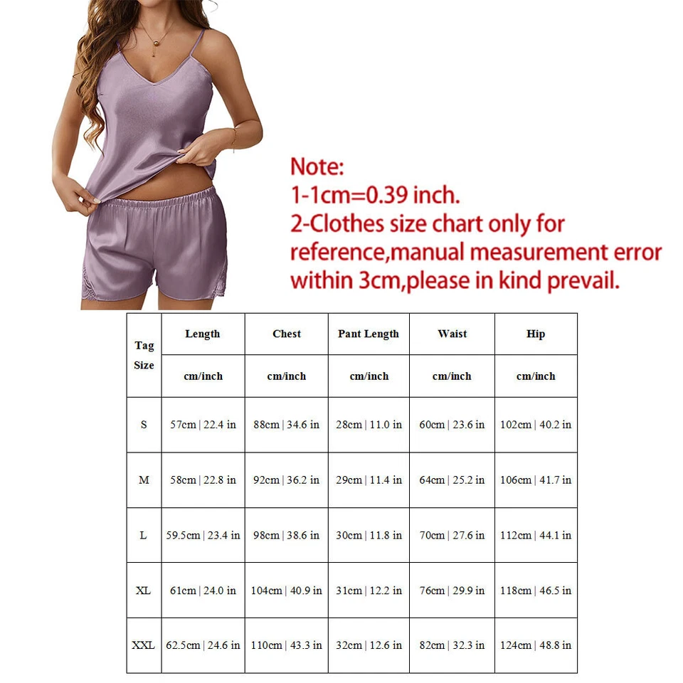 Conjunto de pijama de satén de seda para mujeres Sexy-Lencería Prendas para dormir Babydoll Encaje Prendas para dormir ✿ Foto 2 de 4