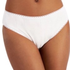 Charter Club Women's Everyday High-Cut Cotton Lace Trim Briefs White XXL
