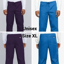 Cherokee Workwear Unisex Drawstring Cargo Scrub Pants 4100 XL Royal Blue/Eggplan
