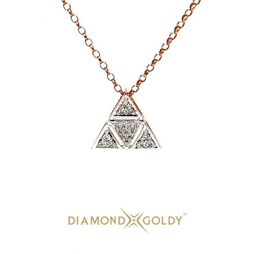 0.14ct Diamond Pyramid Shape Designer Pendent With Chain 18KT Rose Gold IGI SI2 - Picture 4 of 4