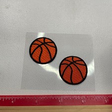 2 Sticky-Back BASKETBALL Patches on plastic T027