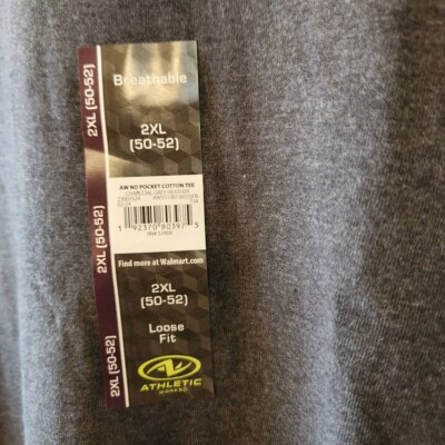 Athletic Works Mens 2XL Tee Breathable Loose Fit Charcoal Grey