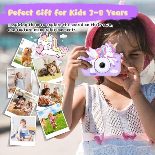 Unicorn Toys Camera for Kids Girls Age 3-8, Toddler Kids Digital Camera Purple - Picture 4 of 7