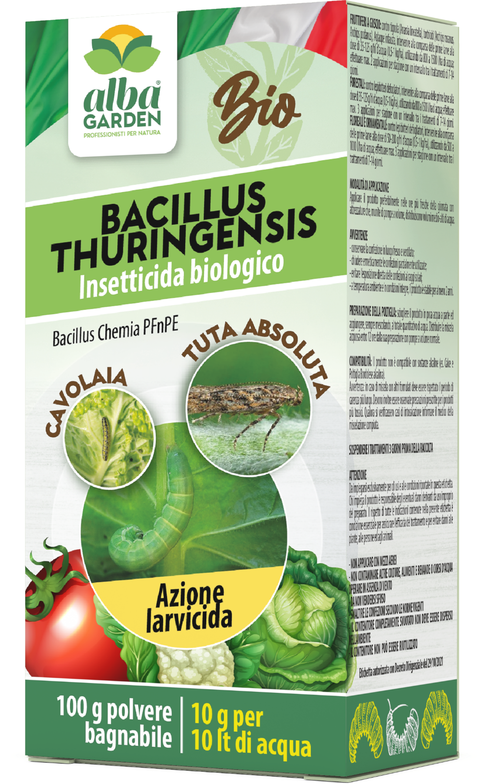 Bacillus Thuringiensis Insetticida Biologico in Polvere Larve Larvicida 100 g