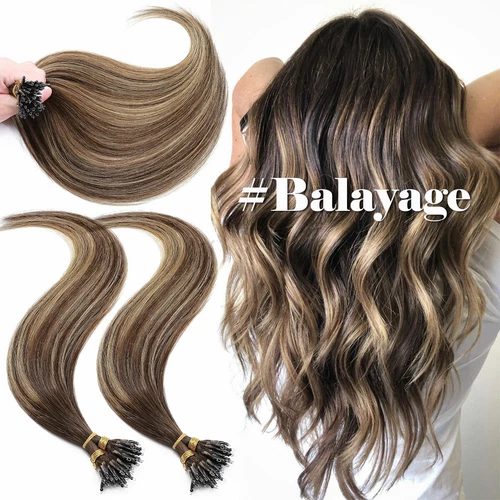 Extensiones de cabello con micro cuentas punta de anillo nano cabello humano Remy 20-30 pulgadas cabello largo real - Imagen 7 de 37