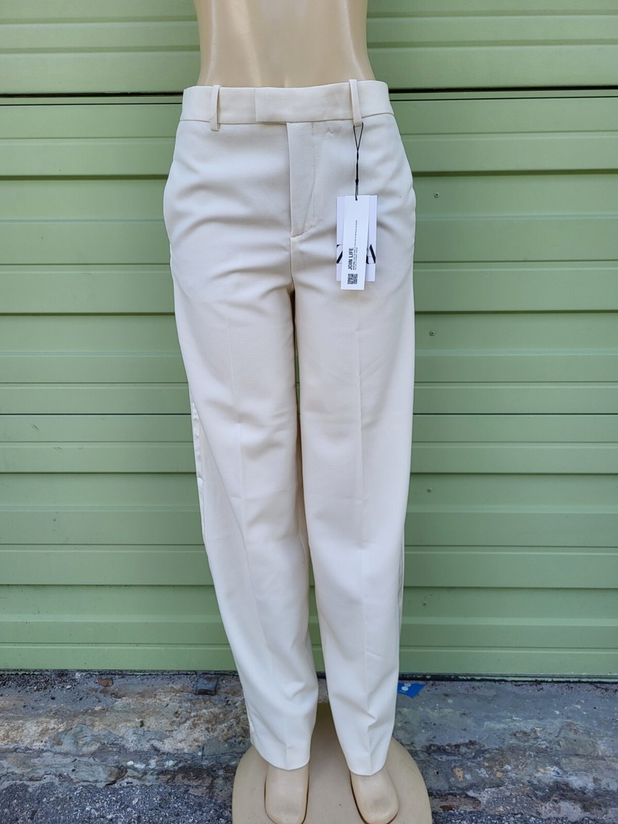 Zara WOMEN IVORY The Masculine Low Rise Trousers 2639/707 Zara WOMEN IVORY The Masculine Low Rise Trousers 2639/707