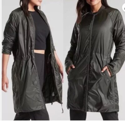 Athleta Woman Summit Insulated Parka Jacket sz XL Mountain Olive Green Longline