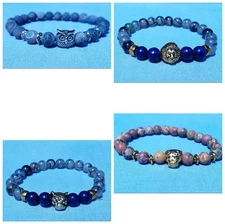 Men Elastic Bracelets 8mm Natural Lava Stone Beads Gold Silver Fashion Charms