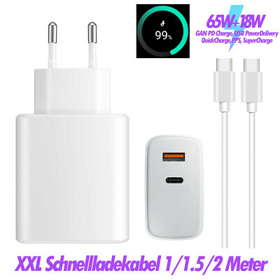Schnellladegerät 65W Typ C Ladekabel für Samsung Galaxy S22 S21 S20 S10 A53 A33 
