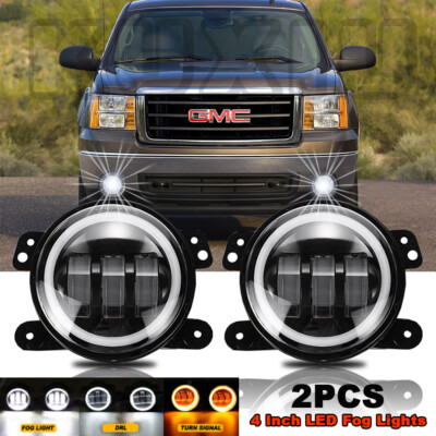 For 2007-2013 GMC Sierra 1500 2500 3500 Round 6000K LED Bumper Fog Lights DRL