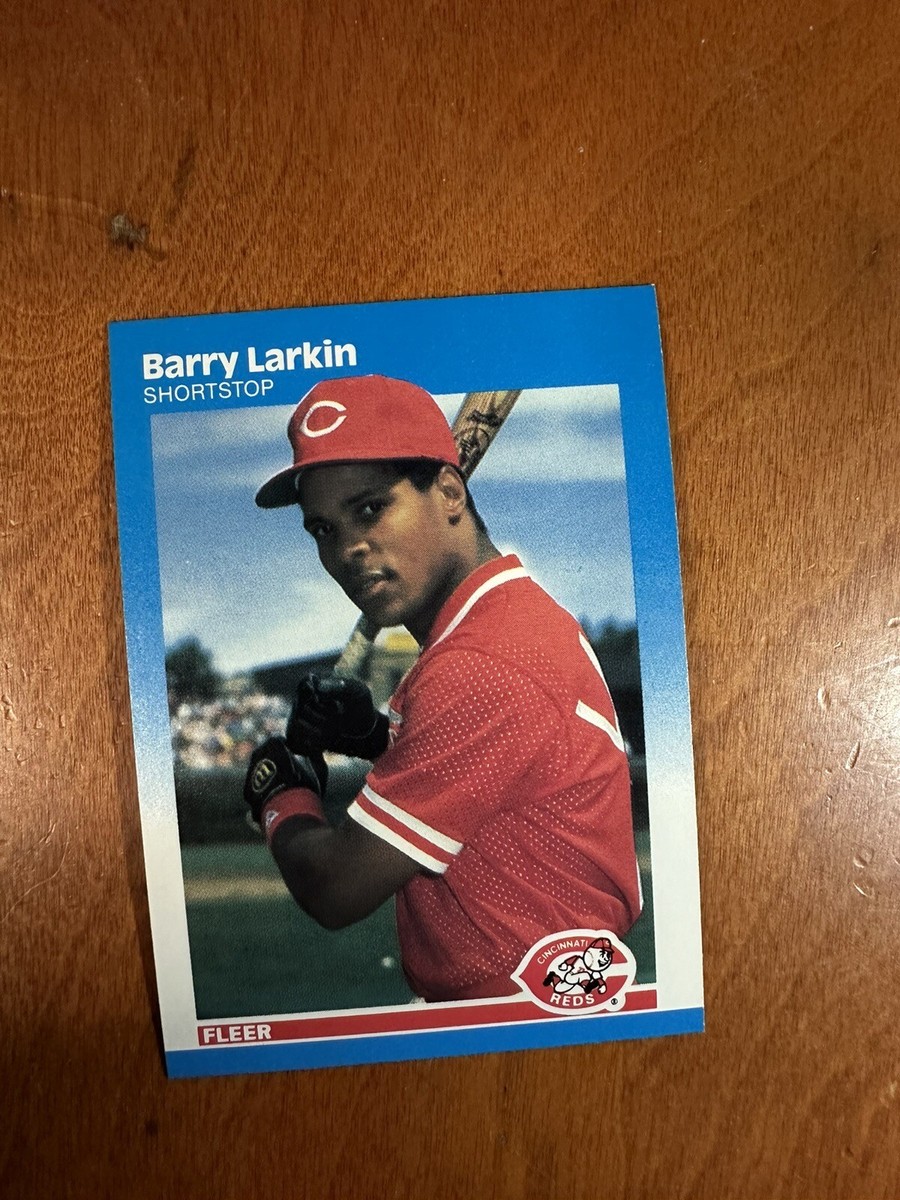 A 87 Fleer Rookie Baseball Card Of Barry Larkin Of The Cincinnati