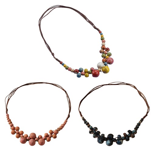 Collar de cerámica colorido hecho a mano estilo boho joyería vintage accesorios únicos - Imagen 3 de 18