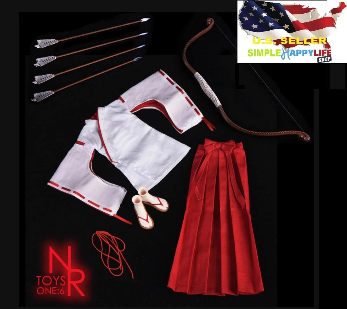 1 6 scale Japanese bow hakama Kimono miko dress for phicen Hot toys Kumik USA