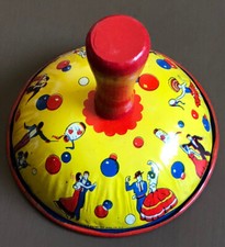 Vintage Noisemaker US Metal Toy Mfg Dancing Litho New Years Party Wood Handle